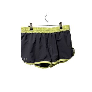 Under Armour semi-fitted black shorts w/ lime green edge, women’s size M